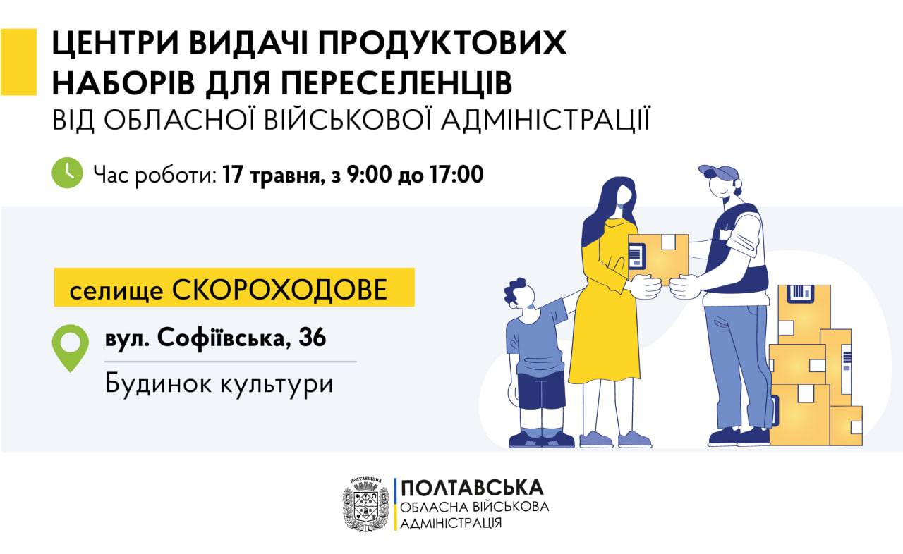 17 травня продуктові набори видаватимуть переселенцям у Скороходівській громаді