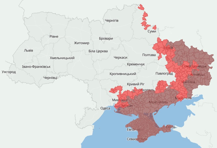 Оновлено актуальний перелік громад у районах бойових дій, на ТОТ та тих, що в оточенні