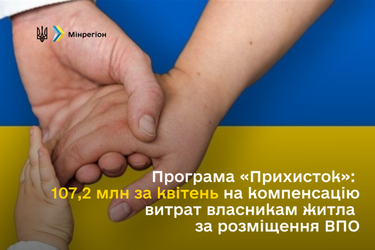 Програма «Прихисток»: 107,2 млн за квітень на компенсацію витрат власникам житла за розміщення ВПО