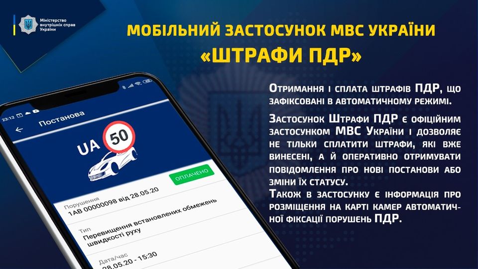 Національна поліція інформує про сучасні інструменти з отримання інформації про штрафи за порушення дорожнього руху